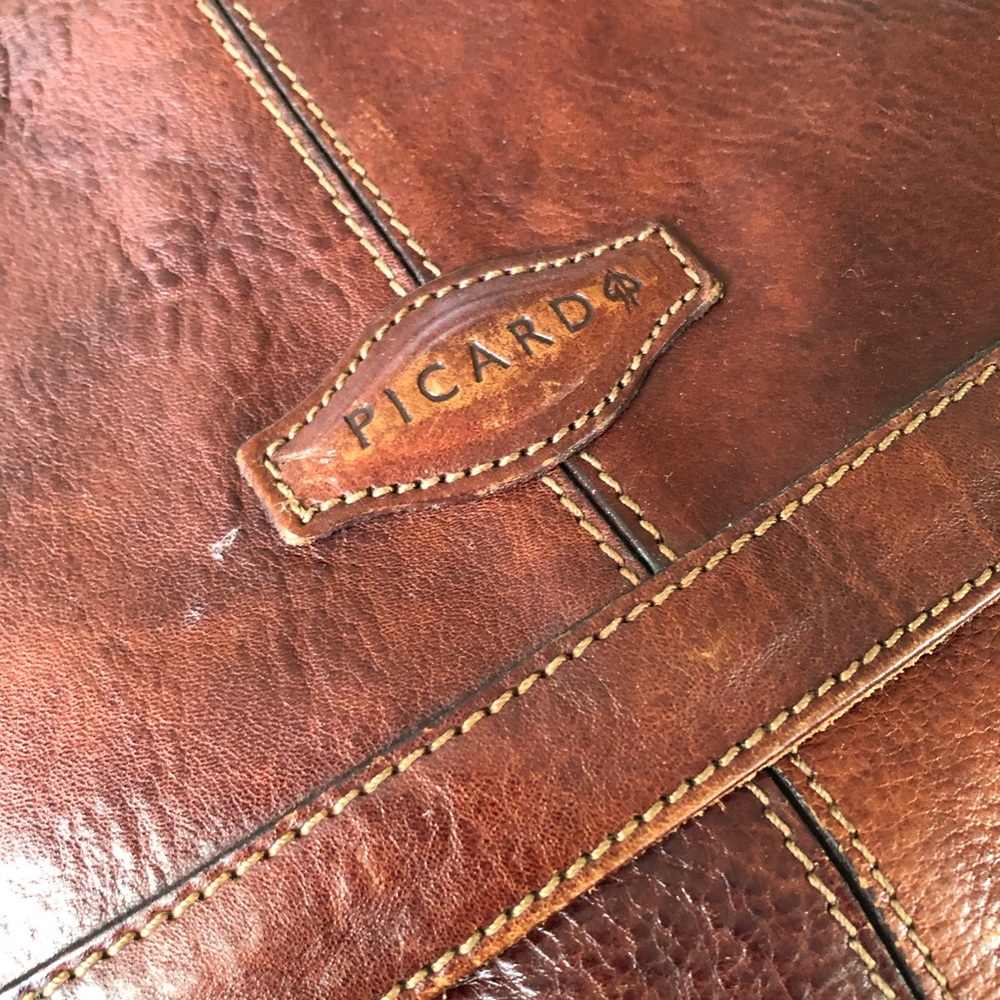 Bag, laptop bag, Vintage Picard, real leather - Picture 3 of 6